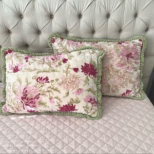 Anthrpologie velvet floral pillow shams